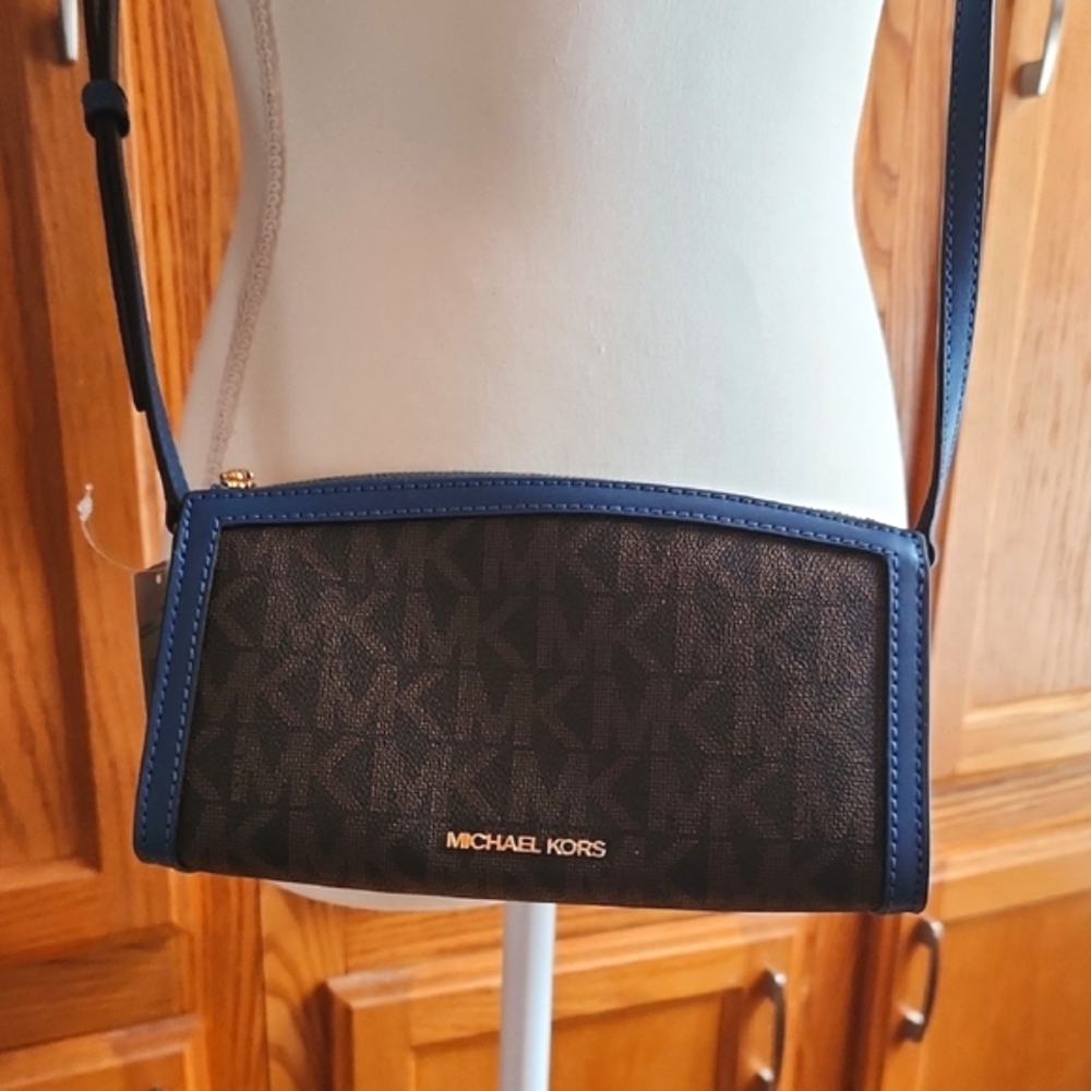 Michael Kors Purse Brown and Blue Crossbody Bag NWT